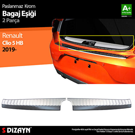 S-Dizayn Renault Clio 5 Krom Bagaj İç Eşiği 2 Prç.2019 Üzeri