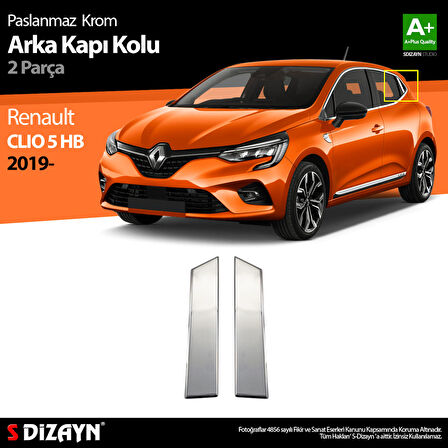 S-Dizayn Renault Clio 5 Krom Kapı Kolu Arka 2 Prç. 2019 Üzeri