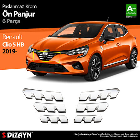 S-Dizayn Renault Clio 5 Krom Ön Alt Panjur 6 Prç. 2019 Üzeri
