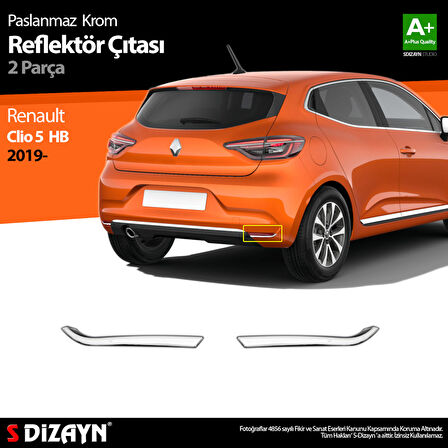 S-Dizayn Renault Clio 5 Krom Reflektör Çıtası 2 Prç. 2019 Üzeri