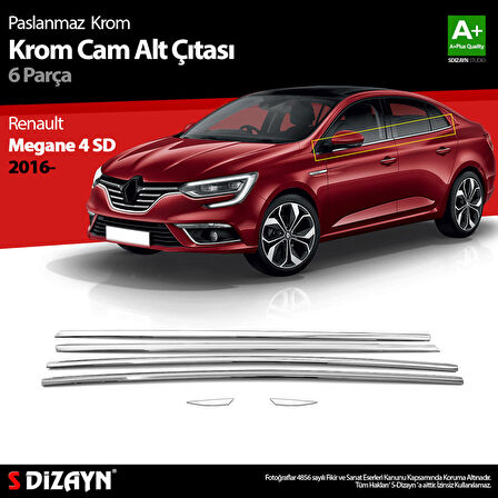 S-Dizayn Renault Megane 4 SD Krom Cam Çıtası 6 Prç. 2016-2020