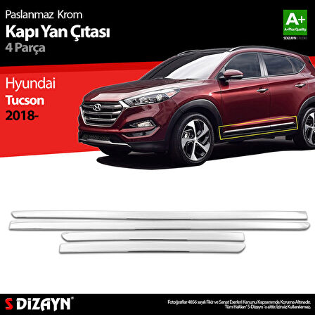 S-Dizayn Hyundai Tucson Krom Kapı Yan Çıtası 4 Prç 2018-2021