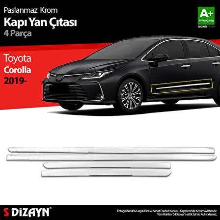 S-Dizayn Toyota Corolla Krom Kapı Yan Çıtası 4 Prç 2019 Üzeri