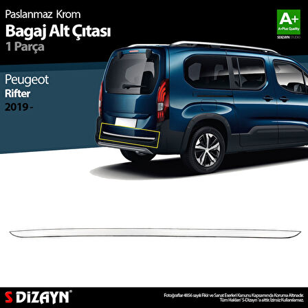 S-Dizayn Peugeot Rifter Krom Bagaj Alt Çıtası 2019 Üzeri