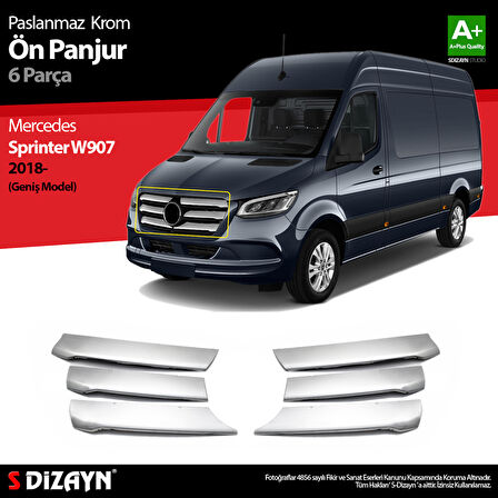 S-Dizayn Sprinter W907 Krom Ön Panjur Geniş Model 6 Prç 2018 Üzeri