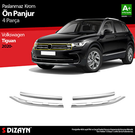 S-Dizayn VW Tiguan Krom Ön Panjur 4 Prç. 2020-2024