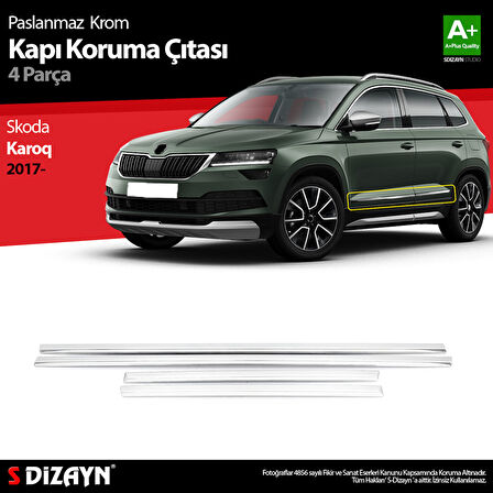 S-Dizayn Skoda Karoq Krom Kapı Koruma Çıtası 4 Prç. 2017 Üzeri