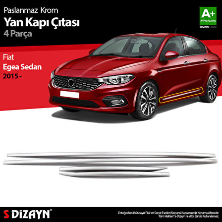 S-Dizayn Fiat Egea Sedan Krom Yan Kapı Çıtası 4 Prç. 2015-2020
