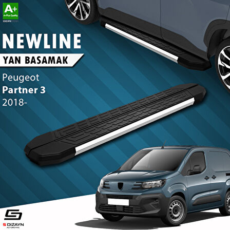 S-Dizayn Peugeot Partner 3 Uzun Şase NewLine Krom Yan Basamak 219 Cm 2018 Üzeri A+ Kalite