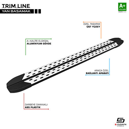 S-Dizayn Mercedes Vito W447 Uzun Şase TrimLine Gri Yan Basamak 260 Cm 2014 Üzeri A+ Kalite