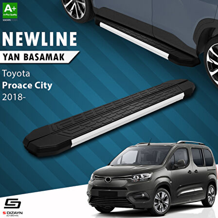 S-Dizayn Toyota Proace City Kısa Şase NewLine Aluminyum Yan Basamak 203 Cm 2018 Üzeri A+ Kalite