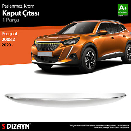 S-Dizayn Peugeot 2008 2 Krom Kaput Çıtası 2020-2023