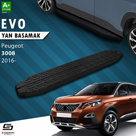S-Dizayn Peugeot 3008 2 Evo Siyah Yan Basamak 183 Cm 2016-2023 A+ Kalite