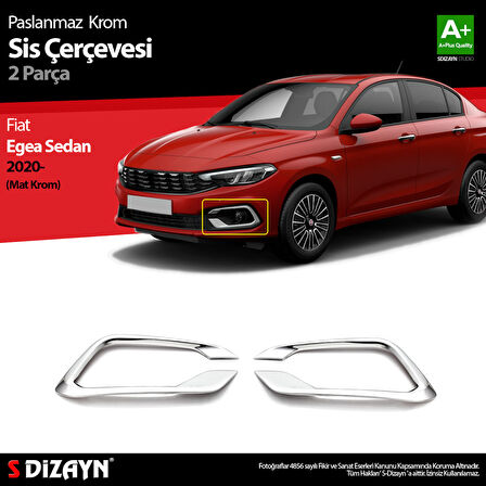 S-Dizayn Fiat Egea Sedan Krom Sis Çerçevesi 2 Prç. 2020 Üzeri (Mat Krom)