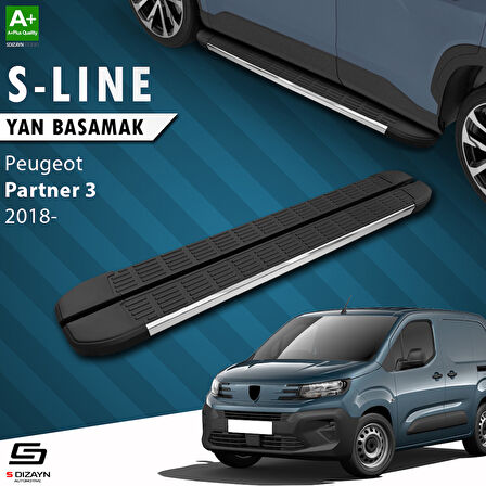 S-Dizayn Peugeot Partner 3 Uzun Şase S-Line Krom Yan Basamak 213 Cm 2018 Üzeri A+ Kalite