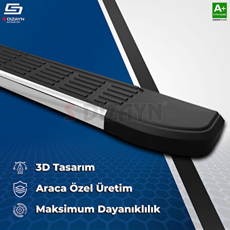 S-Dizayn Peugeot Partner 3 Uzun Şase S-Line Krom Yan Basamak 213 Cm 2018 Üzeri A+ Kalite