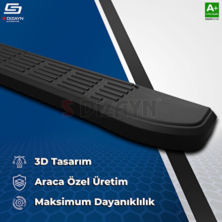 S-Dizayn Citroen Berlingo 3 Uzun Şase S-Line Siyah Yan Basamak 213 Cm 2018 Üzeri A+ Kalite