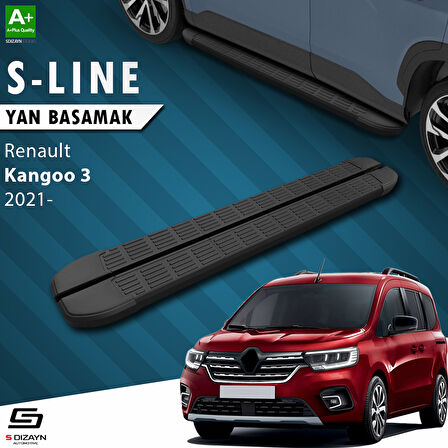 S-Dizayn Renault Kangoo 3 Uzun Şase S-Line Siyah Yan Basamak 223 Cm 2021 Üzeri A+ Kalite