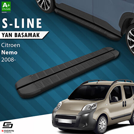 S-Dizayn Citroen Nemo S-Line Siyah Yan Basamak 173 Cm 2008-2017 A+ Kalite