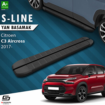 S-Dizayn Citroen C3 Aircross S-Line Siyah Yan Basamak 183 Cm 2017 Üzeri A+ Kalite