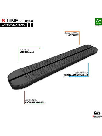 S-Dizayn VW Transporter T5 Kısa Şase S-Line Siyah Yan Basamak 213 Cm 2003-2015 A+ Kalite