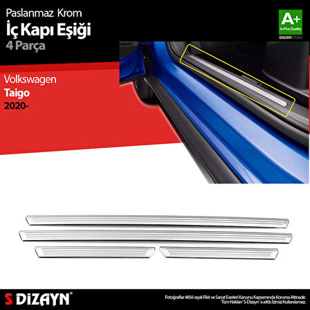 S-Dizayn VW Taigo Krom İç Kapı Eşiği 4 Prç. 2020 Üzeri