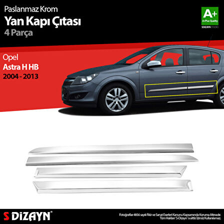 S-Dizayn Opel Astra H HB Krom Yan Kapı Çıtası 4 Prç 2004-2013