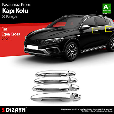 S-Dizayn Fiat Egea Cross Krom Kapı Kolu 8 Prç. 2020 Üzeri