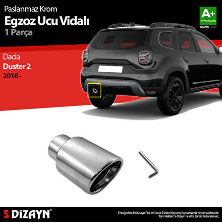 S-Dizayn Dacia Duster 2 Krom Egzoz Ucu Vidalı 60mm Çap 2018-2023