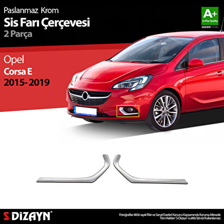 S-Dizayn Opel Corsa E Krom Sis Farı Çerçevesi 2 Prç 2015-2019