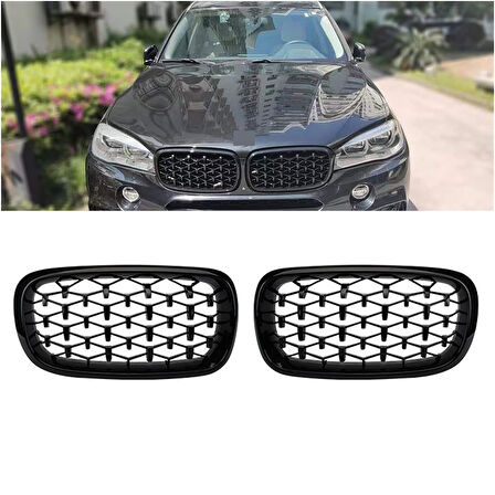 S-Dizayn Bmw X5 F15/F16 Ön Panjur Böbrek Parlak Siyah Piano Black Diamond Model 2014-2016