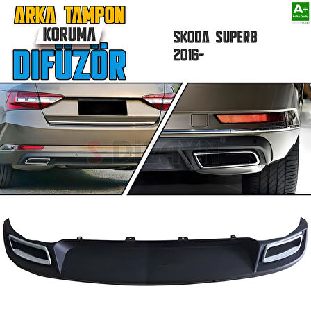 S-Dizayn Skoda SuperB Arka Tampon Koruma Difüzör Egzozlu OEM Stil 2016-2023 A+ Kalite
