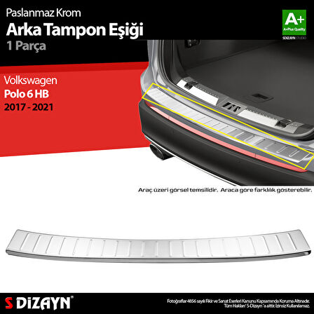 S-Dizayn VW Polo 6 HB Krom Arka Tampon Eşiği 2017-2021
