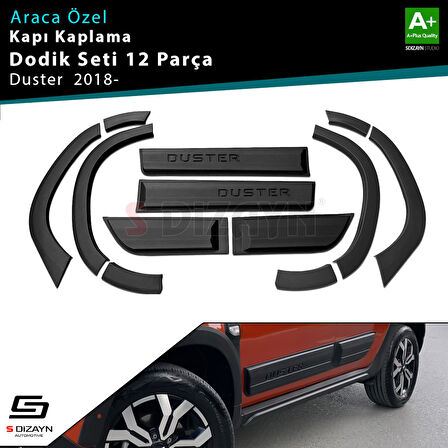 S-Dizayn Dacia Duster 2 Kapı Koruma ve Çamurluk Kaplaması Dodik Seti 12 Prç 2018-2023 A+ Kalite