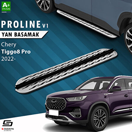 S-Dizayn Chery Tiggo8 Pro OEM Still Pro V2 Aluminyum Yan Basamak 183 Cm 2022 Üzeri A+ Kalite