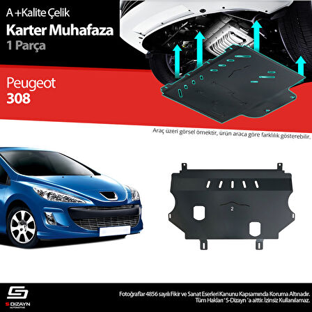 S-Dizayn Peugeot 308 Çelik Karter Muhafaza Koruma 2007-2013 A+ Kalite