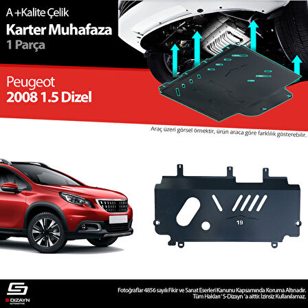 S-Dizayn Peugeot 2008 1.5 Dizel Çelik Karter Muhafaza Koruma 2015-2019 A+ Kalite