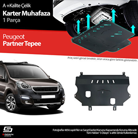 S-Dizayn Peugeot Partner Tepee Çelik Karter Muhafaza Koruma 2008-2018 A+ Kalite