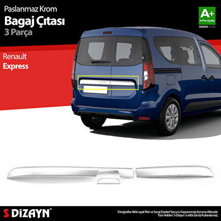S-Dizayn Renault Express Krom Bagaj Çıtası 3 Prç. 2021 Üzeri A+ Kalite