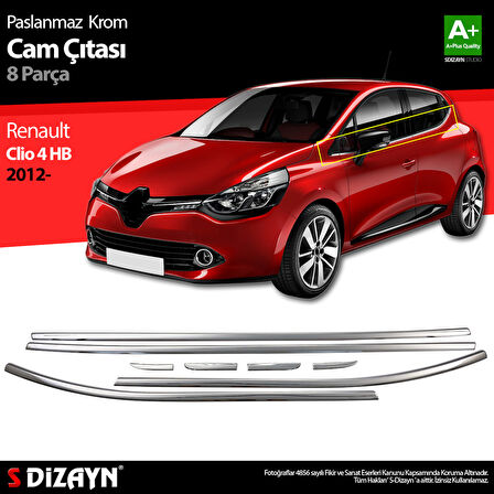 S-Dizayn Renault Clio 4 HB Krom Cam Çıtası 8 Prç. 2012-2019