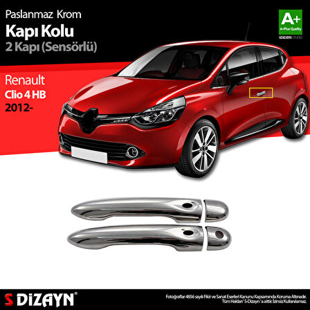 S-Dizayn Renault Clio 4 HB Krom Kapı Kolu 2 Kapı Sensörlü 2012-2019