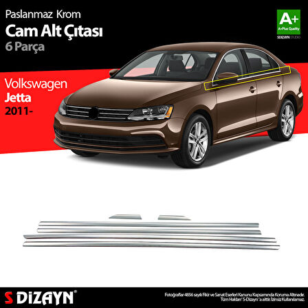 S-Dizayn VW Jetta Krom Cam Çıta 6 Prç 2011-2019