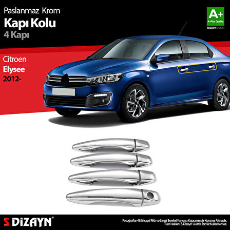 S-Dizayn Citroen C-Elysee Krom Kapı Kolu 4 Kapı 2013-2017