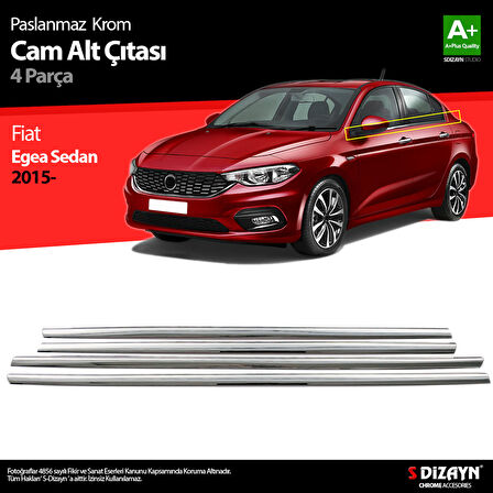 S-Dizayn Fiat Egea SD Krom Cam Çıtası 4 Prç. 2015-2020