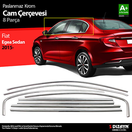 S-Dizayn Fiat Egea SD Krom Cam Çerçevesi 8 Prç. 2015-2020 A+ Kalite