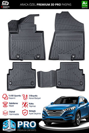 Hyundai Tucson 3D Pro Havuzlu Paspas 2015-2020 A+ Kalite