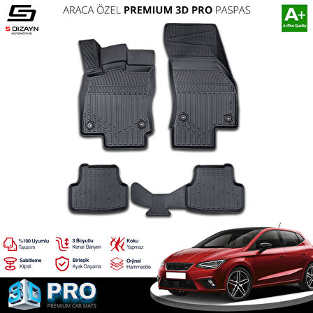 S-Dizayn Seat Leon 3D Pro Havuzlu Paspas 2012-2020 A+ Kalite