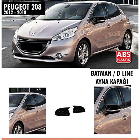 Peugeot 208 Batman Ayna Kapağı Piano Black / 2012 - 2018