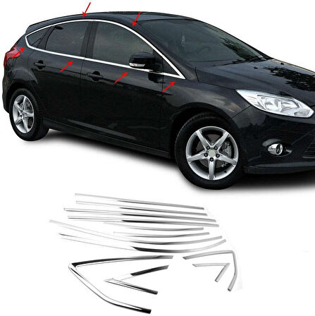 Ford Focus Uyumlu Hatchback 2011 2018 Cam Çıtası Krom