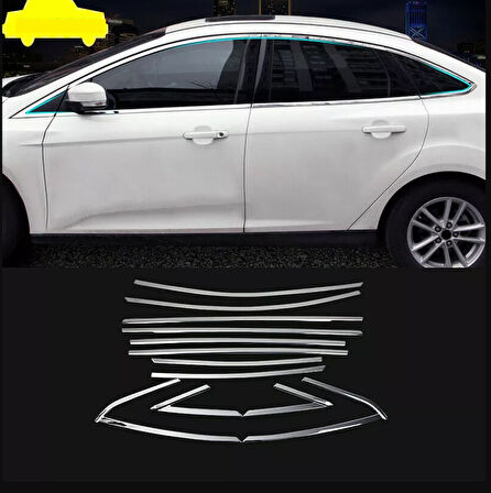Ford Focus Uyumlu Sedan 2011 2018 Cam Çıtası Krom